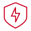 Red security and lightning icon