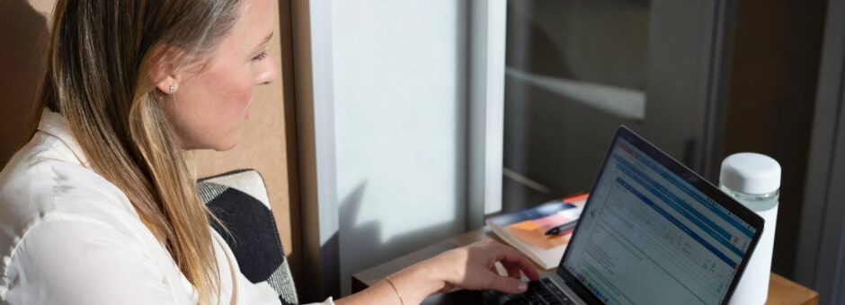 Woman working on her laptop