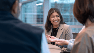 Hitachi Group members in a board room
